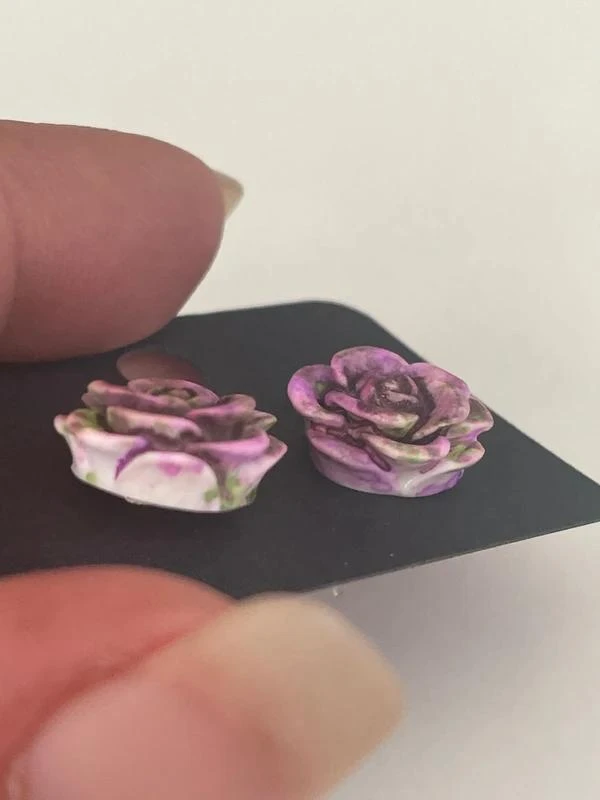 Large green, pink and lilac earrings – photo 2